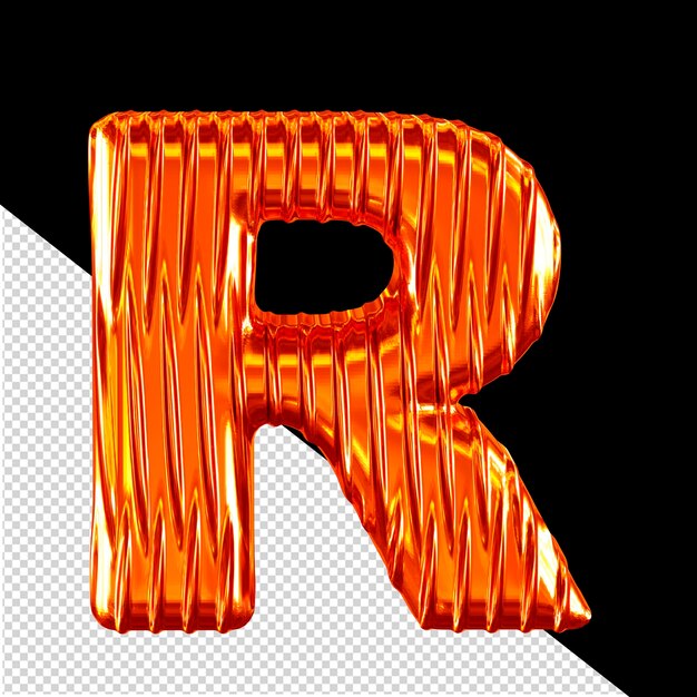 PSD símbolo 3d pelirrojo con costillas verticales letra r