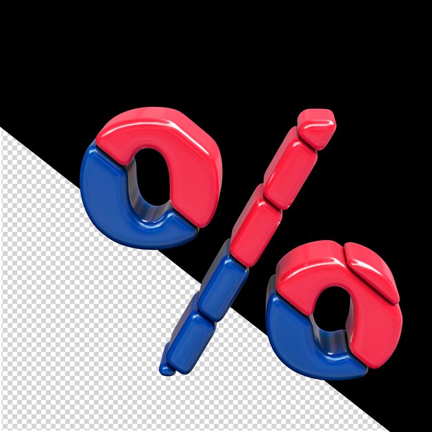 Símbolo 3d de plástico rojo y azul.