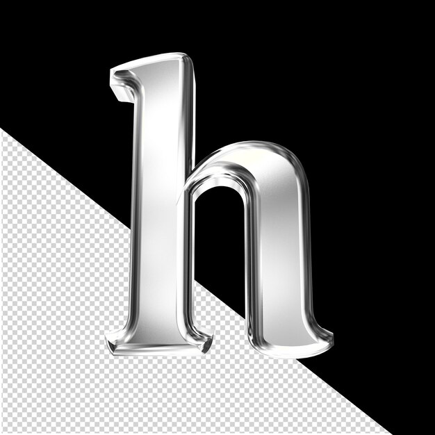 Símbolo 3D plateado con la letra biselada h