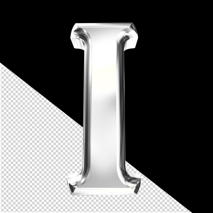 PSD símbolo 3d plateado con la letra biselada i