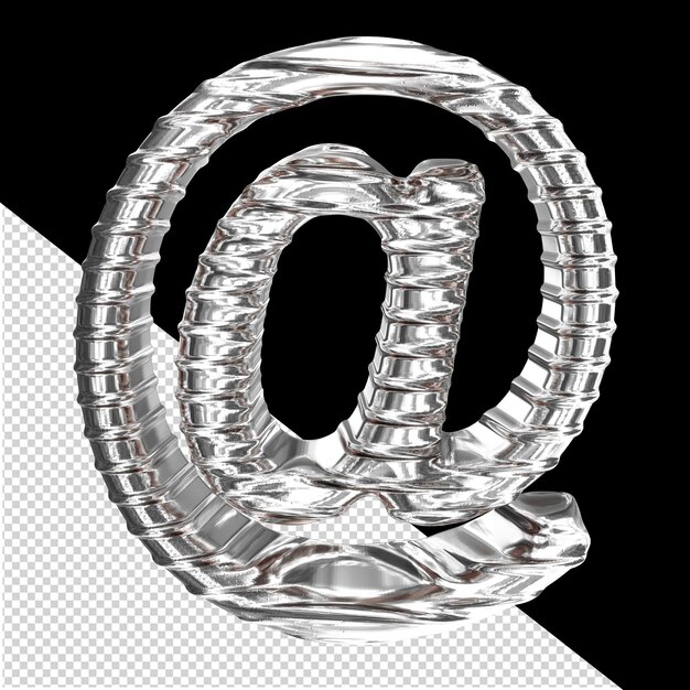 Símbolo 3D plateado con ribas horizontales