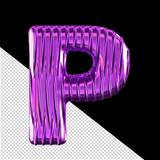 PSD símbolo 3d púrpura con costillas verticales letra p