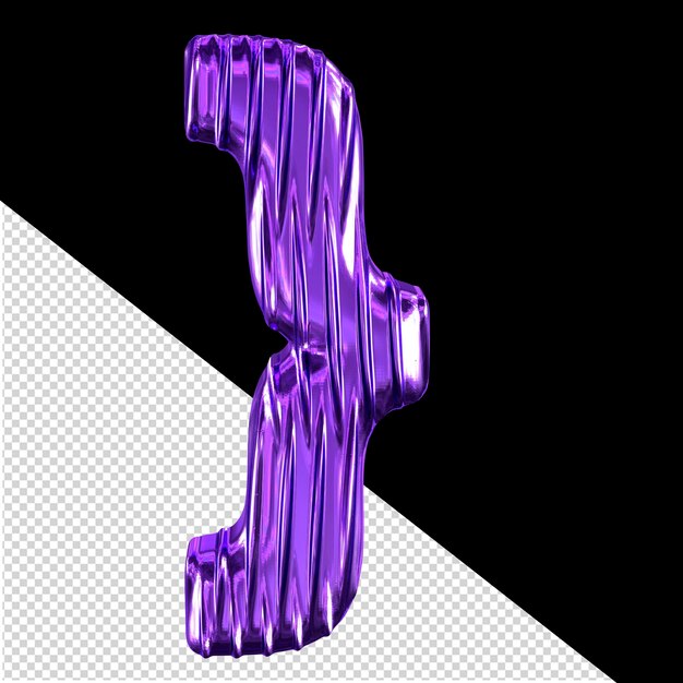 Símbolo 3D púrpura con costillas verticales