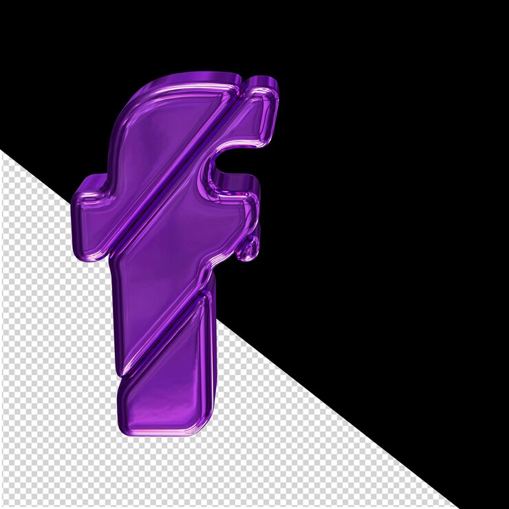 PSD símbolo 3d púrpura hecho de bloques diagonales letra f