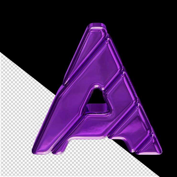 PSD símbolo 3d púrpura hecho de bloques diagonales letra a
