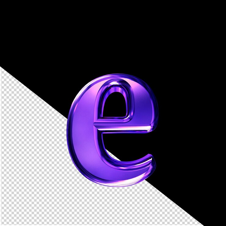 PSD símbolo 3d púrpura con la letra biselada e