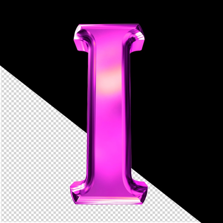 PSD símbolo 3d púrpura con la letra biselada i