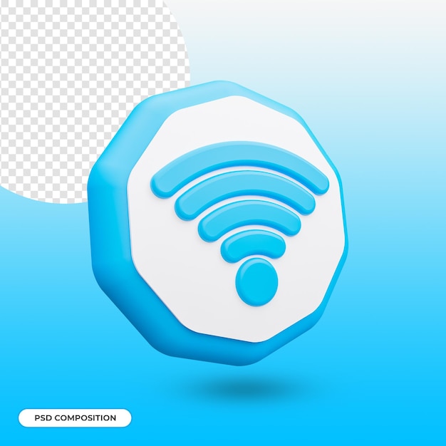 PSD símbolo 3d de red inalámbrica wi fi