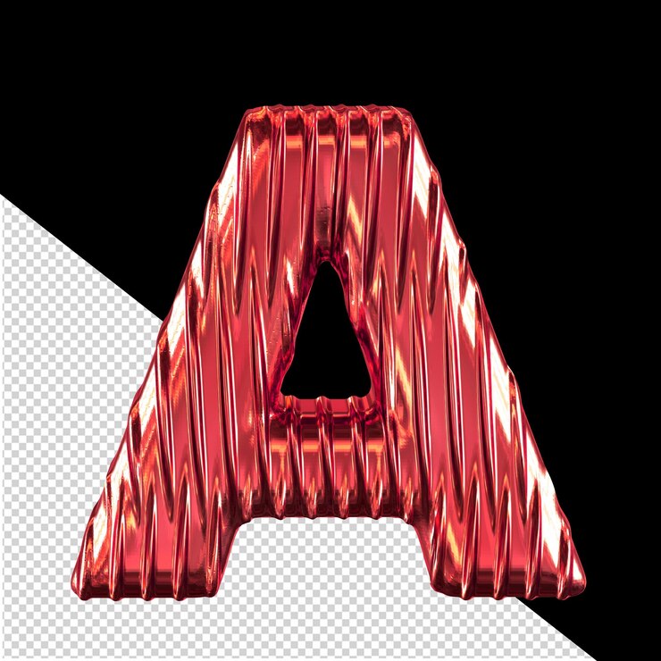 PSD símbolo 3d rojo con costillas verticales letra a