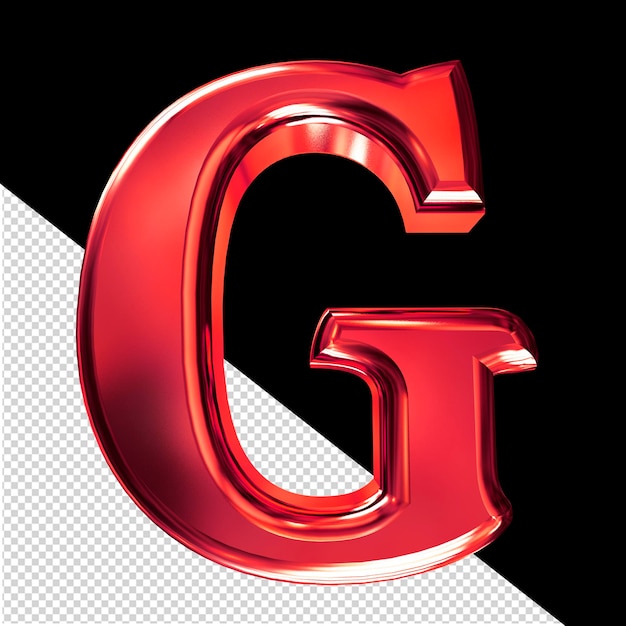 Símbolo 3D rojo con la letra biselada g