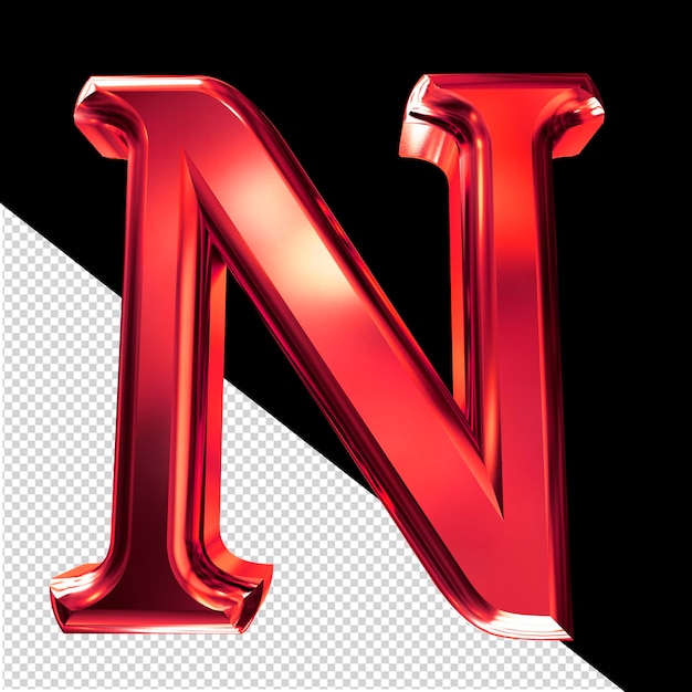 Símbolo 3D rojo con la letra biselada n