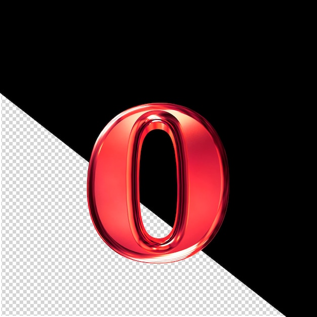 Símbolo 3D rojo con la letra biselada o