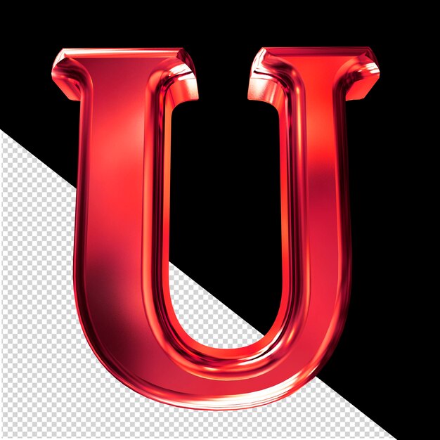 Símbolo 3D rojo con la letra biselada u