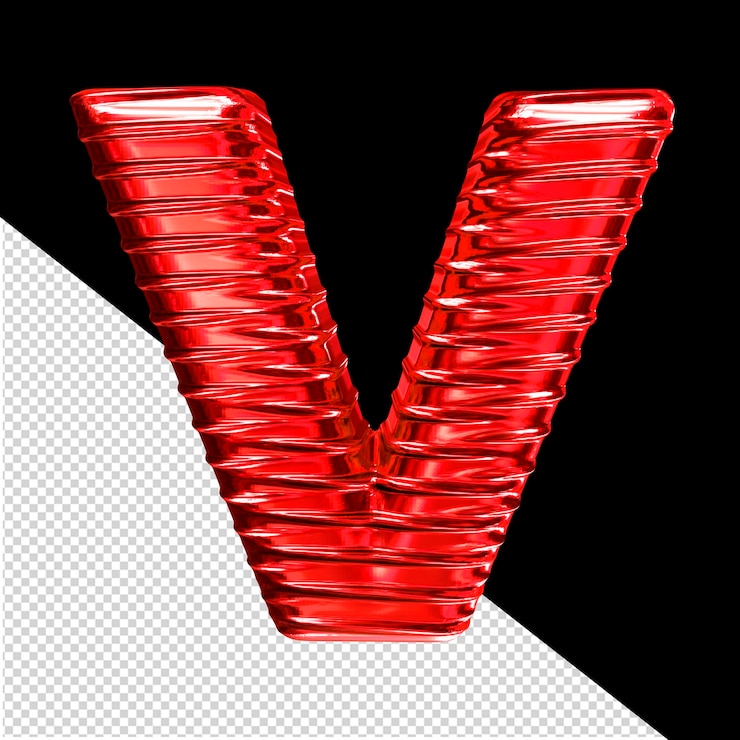 PSD símbolo 3d rojo con la letra horizontal ribeteada v