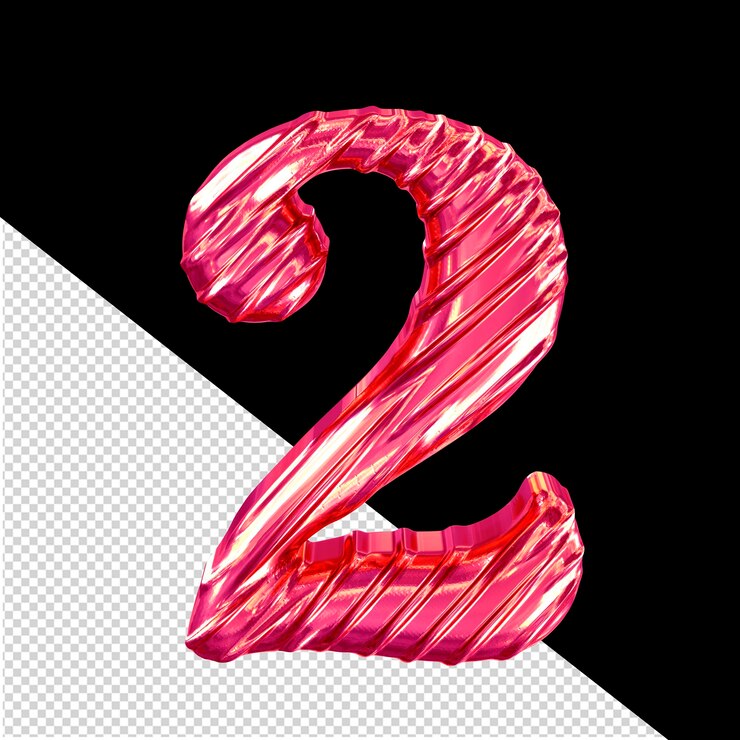 PSD símbolo 3d rosa acanalado número 2