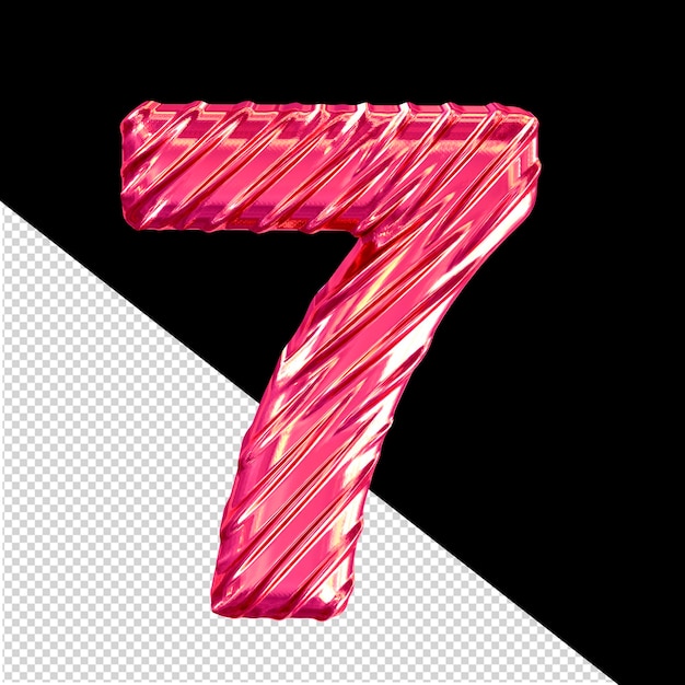 Símbolo 3d rosa acanalado número 7