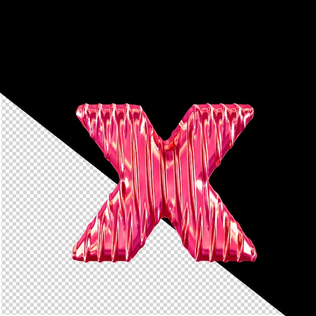 PSD símbolo 3d rosa com costelas verticais letra x
