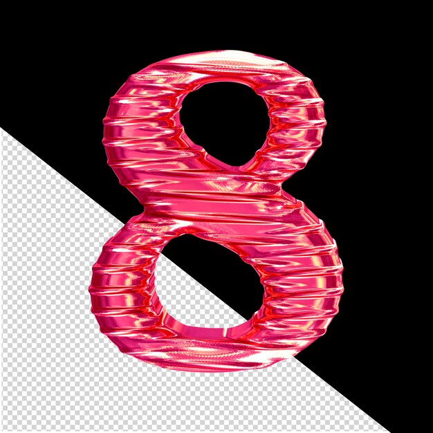 Símbolo 3d rosa estriado número 8