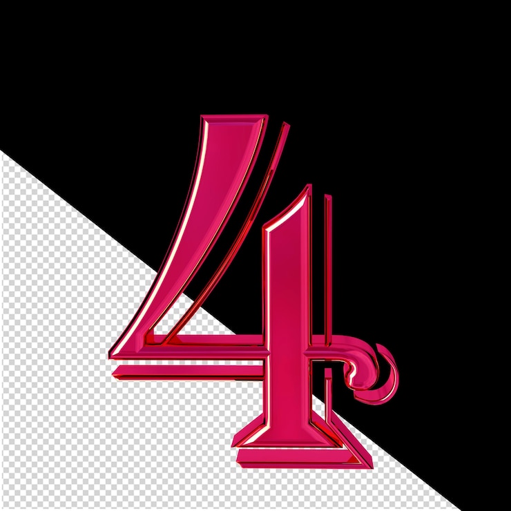 PSD símbolo 3d rosa número 4