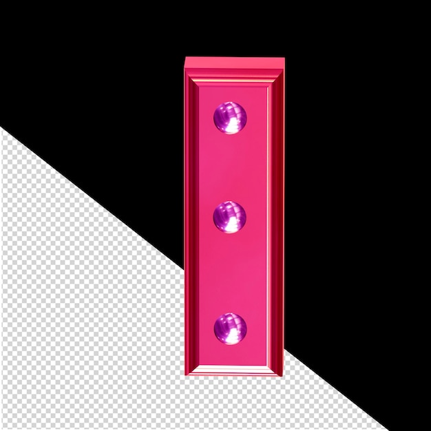 PSD símbolo 3d rosa con remaches metálicos letra i