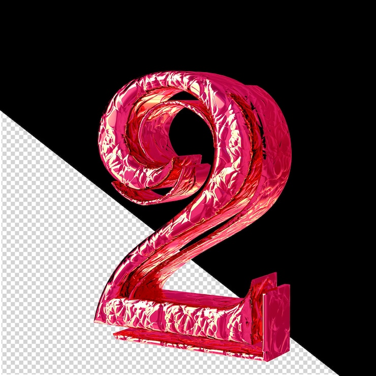 PSD simbolo 3d rosa scanalato vista lato destro numero 2