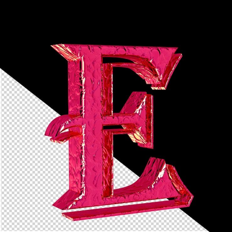 PSD simbolo 3d rosa scanalato vista lato sinistro lettera e
