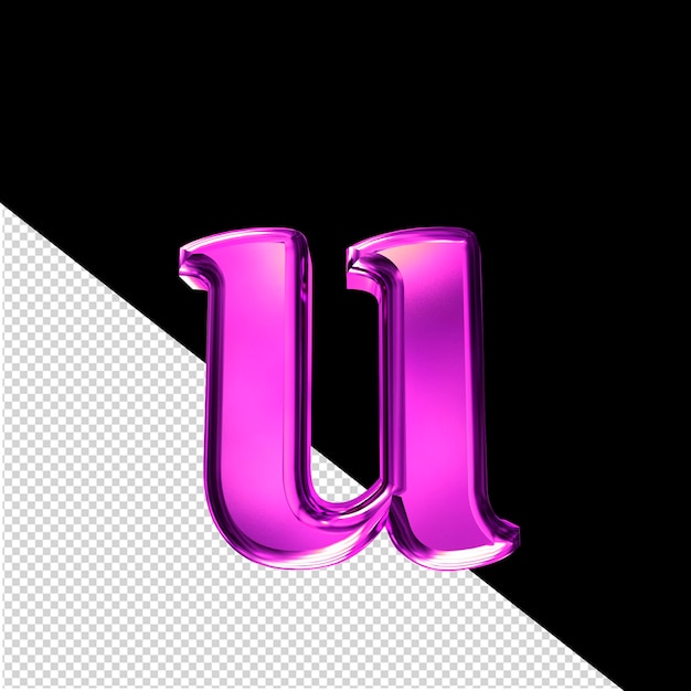 PSD símbolo 3d roxo com letra chanfrada u