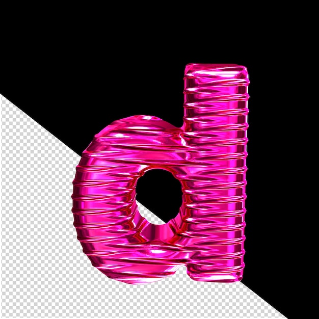 PSD símbolo 3d roxo com letra horizontal nervurada d