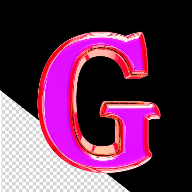 PSD símbolo 3d roxo em uma moldura rosa letra g