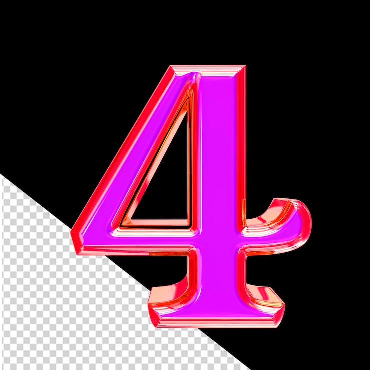 PSD símbolo 3d roxo em uma moldura rosa número 4