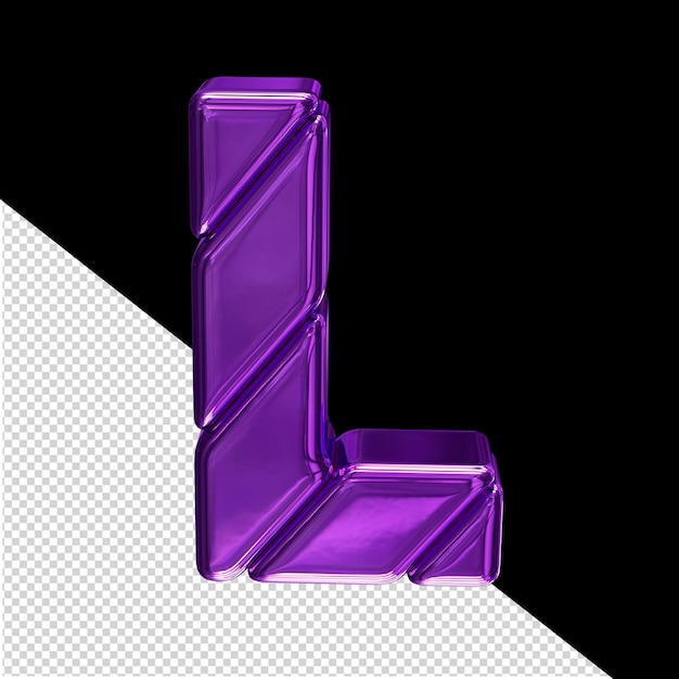 PSD símbolo 3d roxo feito de blocos diagonais letra l