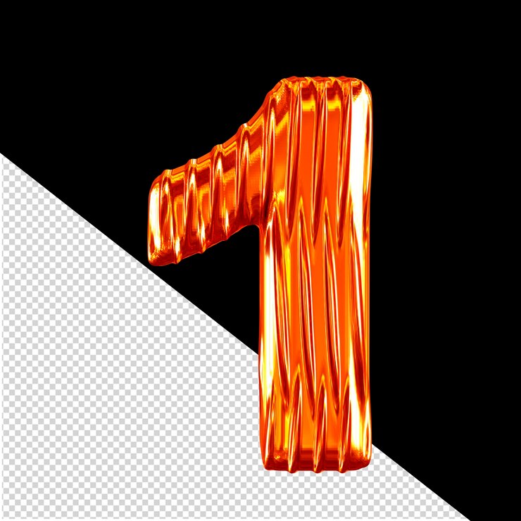 PSD símbolo 3d ruivo com costelas verticais número 1