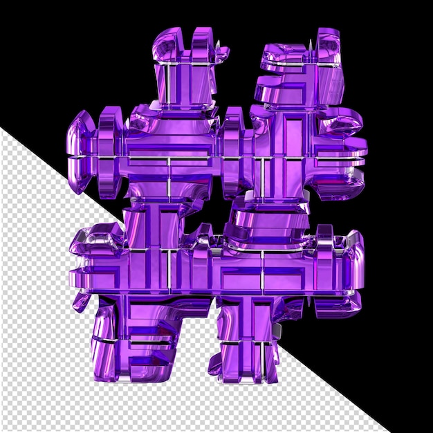 Símbolo 3d transformado de color púrpura oscuro