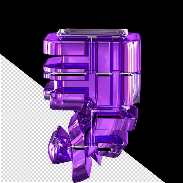 Símbolo 3d transformado roxo escuro