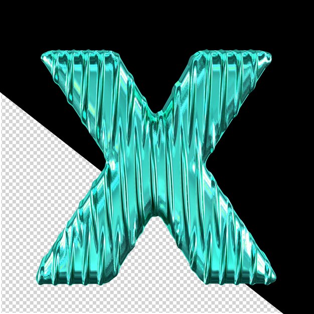 Símbolo 3d turquesa con costillas verticales letra x