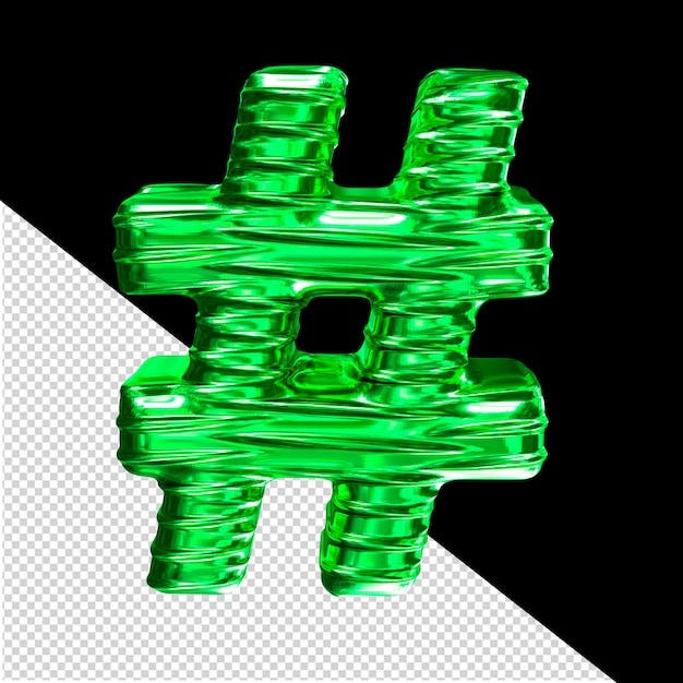PSD símbolo 3d verde com nervuras horizontais