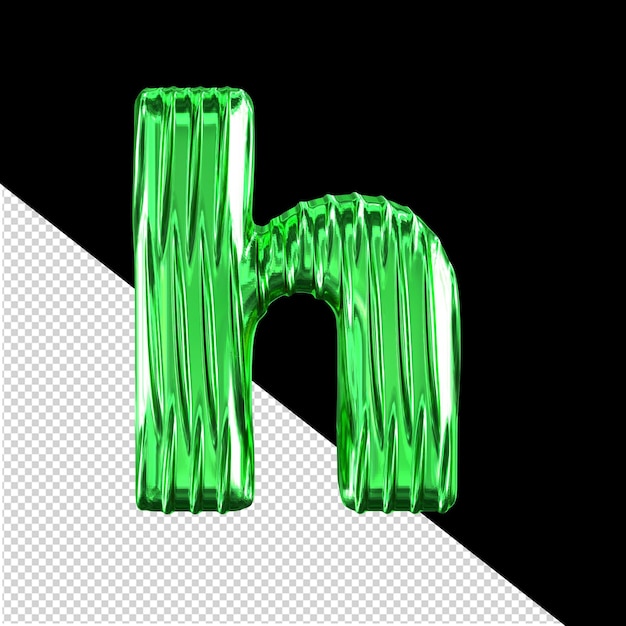 Símbolo 3D verde con costillas verticales letra h