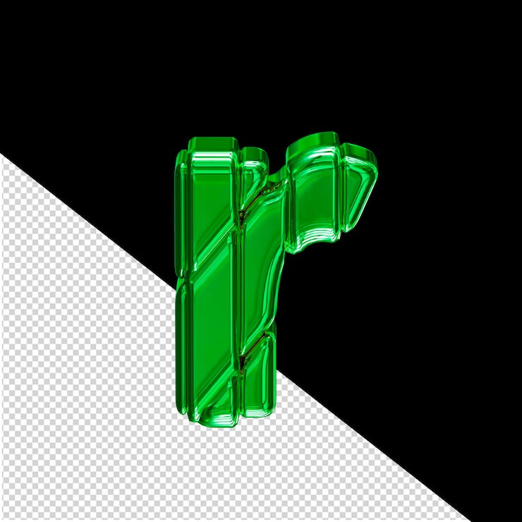 PSD símbolo 3d verde en una letra de marco r