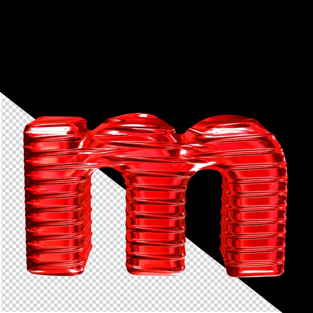 PSD símbolo 3d vermelho com letra horizontal nervurada m