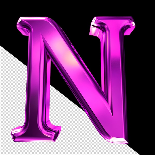 Simbolo 3D viola con lettera smussata n