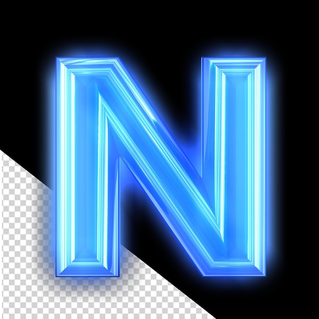 Simbolo al neon blu lettera n
