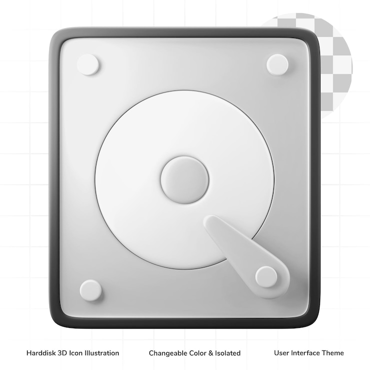 PSD símbolo de almacenamiento de datos en disco duro interfaz de usuario icono de renderizado 3d color editable aislado