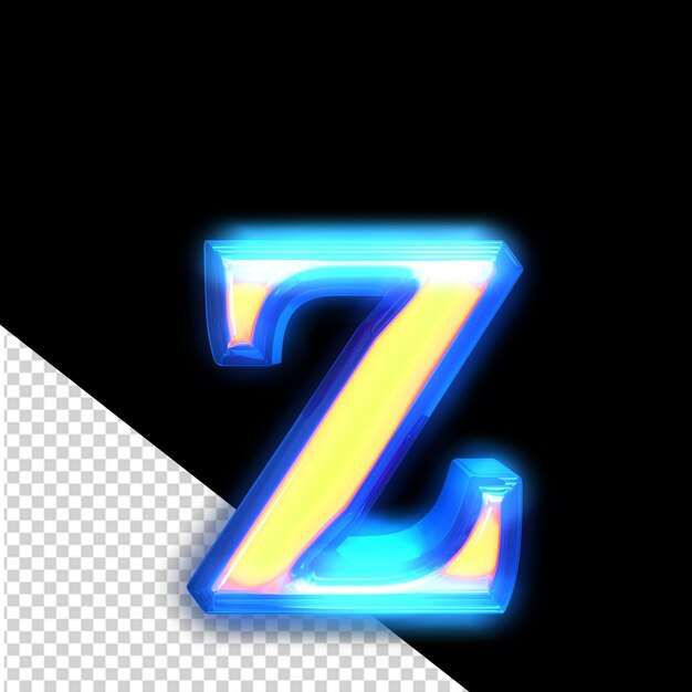 Símbolo amarillo en 3D brillando alrededor de los bordes de la letra z