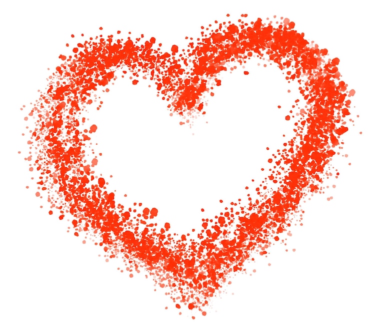 PSD simbolo artistico a forma di cuore schiacciato isolato su sfondo bianco illustrazione dipinta a mano