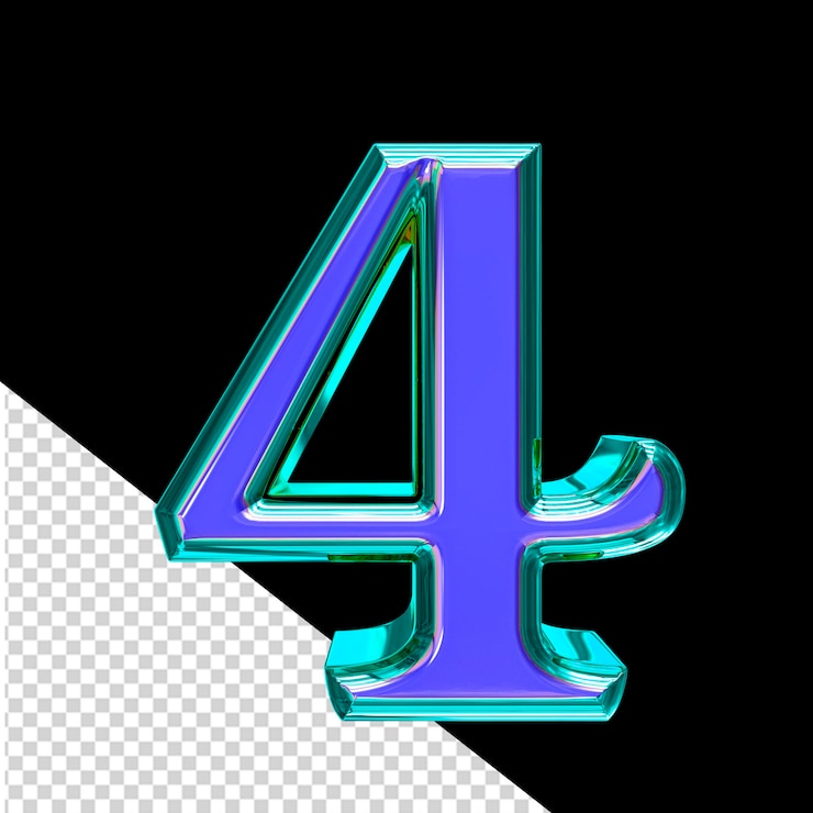 PSD símbolo azul 3d en un marco turquesa número 4