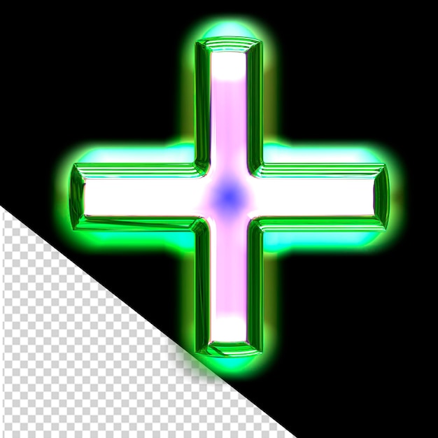 PSD símbolo azul 3d en un marco verde con brillo