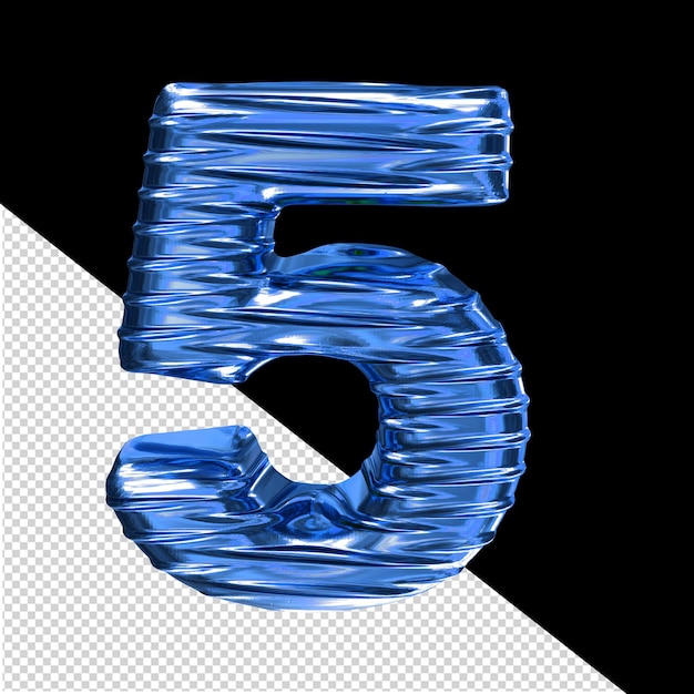 Símbolo azul en 3D con el número horizontal ribeteado 5