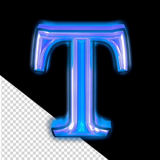 Símbolo azul brilhante letra t