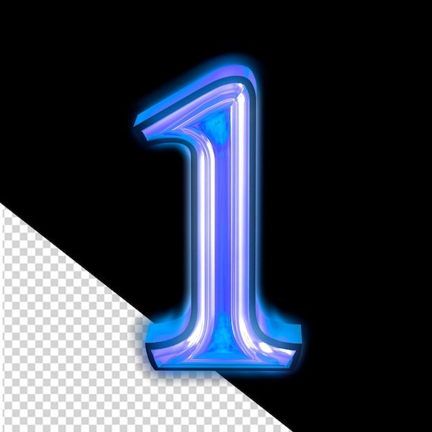 Símbolo azul brilhante número 1