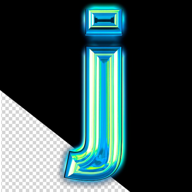 PSD símbolo azul con brillo letra j